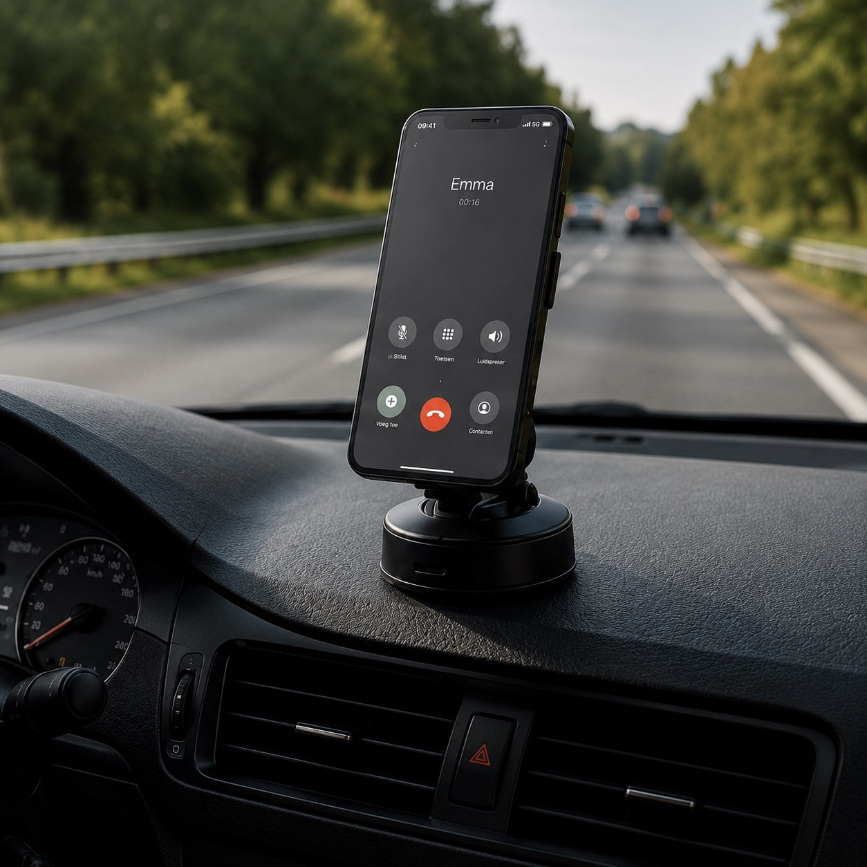 Autogrip Pro op dashboard tijdens handsfree bellen onderweg
